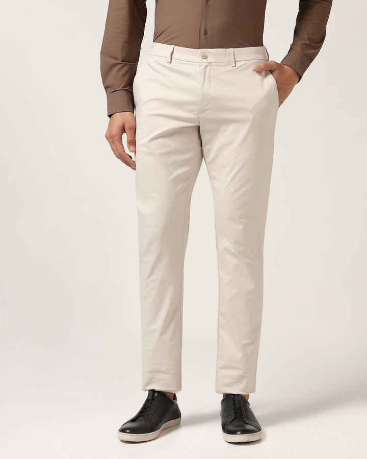 TechPro Slim Comfort B-95 Casual Stone Beige Solid Khakis - Andros