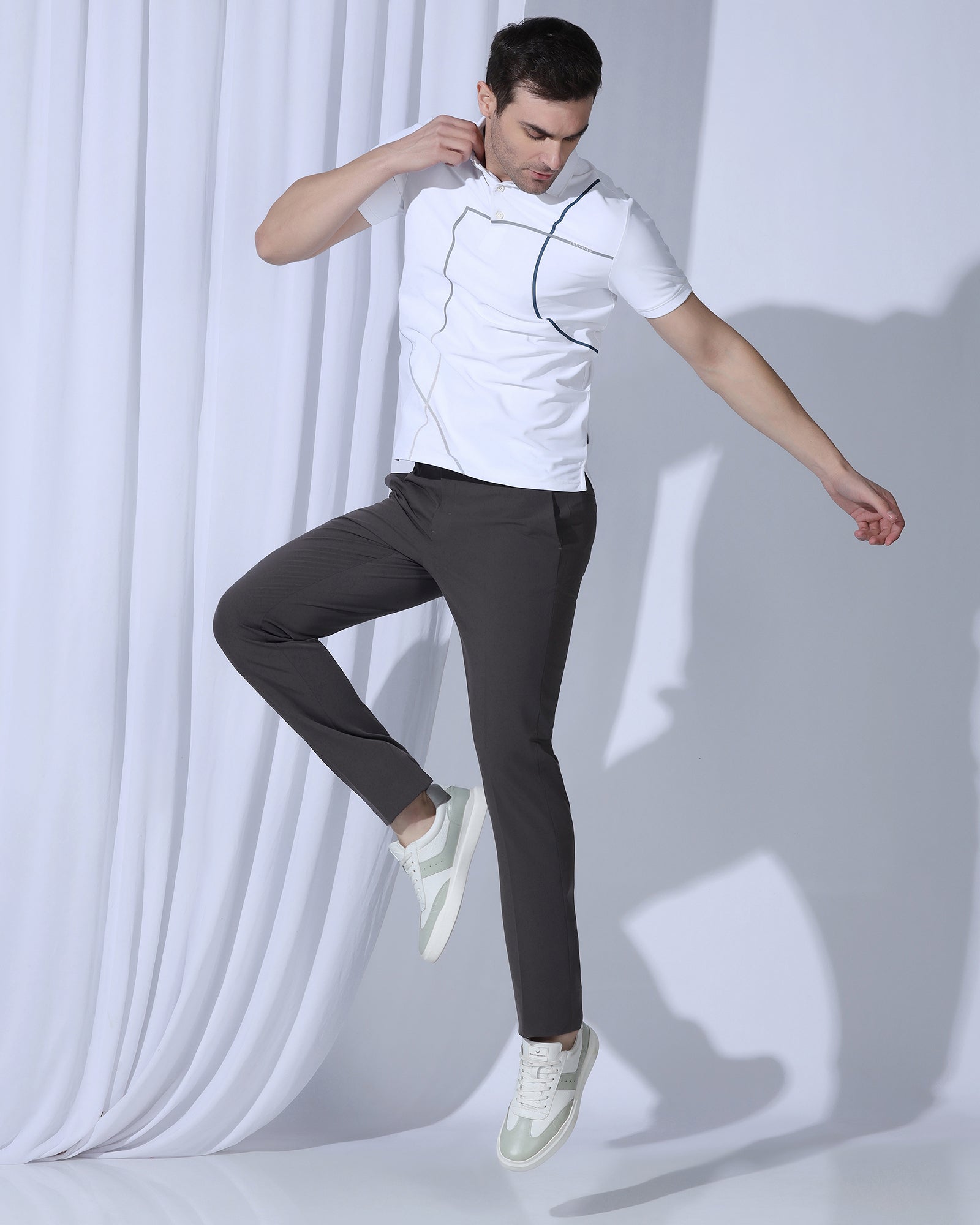 TechPro Slim Comfort B-95 Formal Dark Brown Solid Trouser - Creed