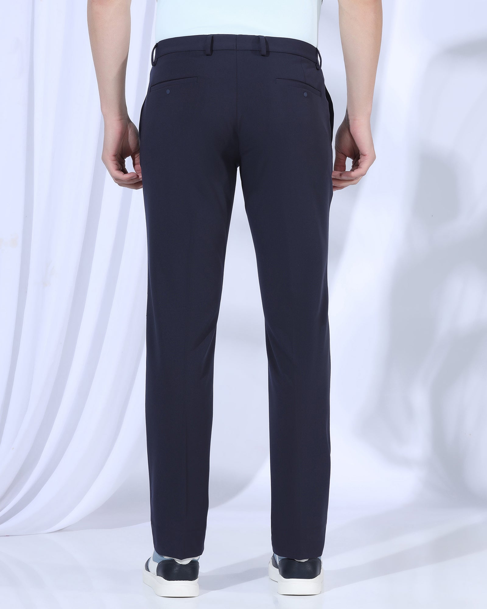 TechPro Slim Comfort B-95 Formal Navy Solid Trouser - Creed