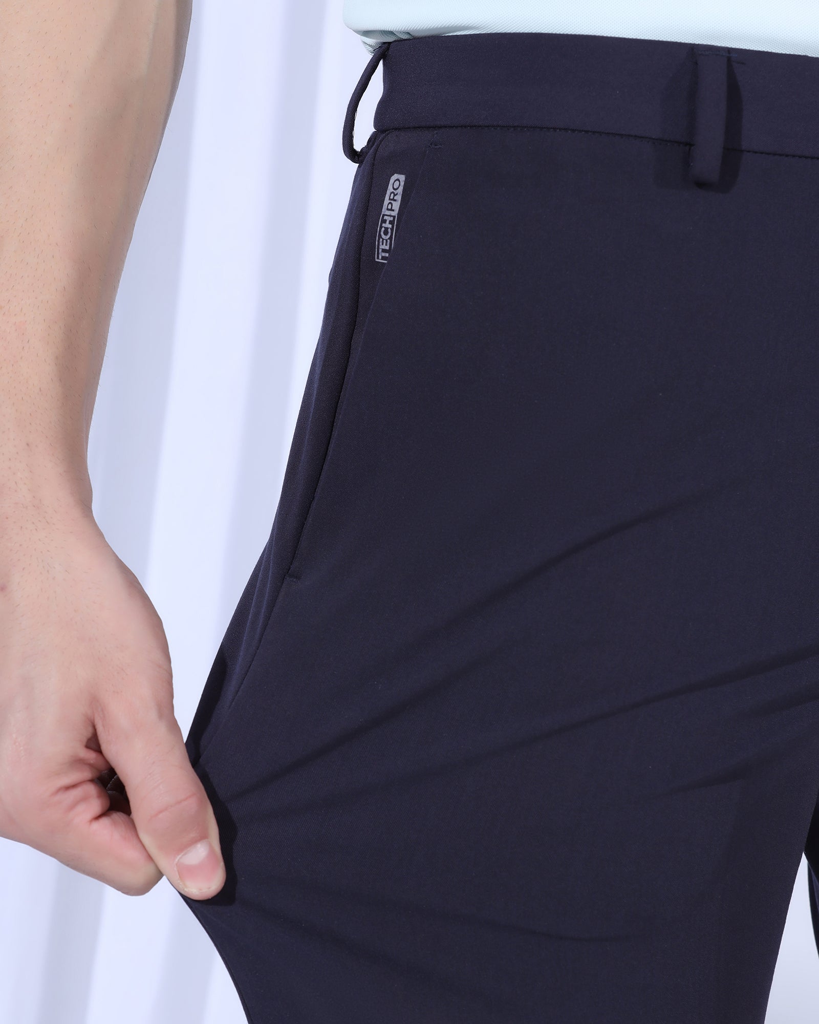 TechPro Slim Comfort B-95 Formal Navy Solid Trouser - Creed