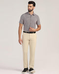TechPro Slim Fit B-91 Formal Beige Solid Trouser - Sonet