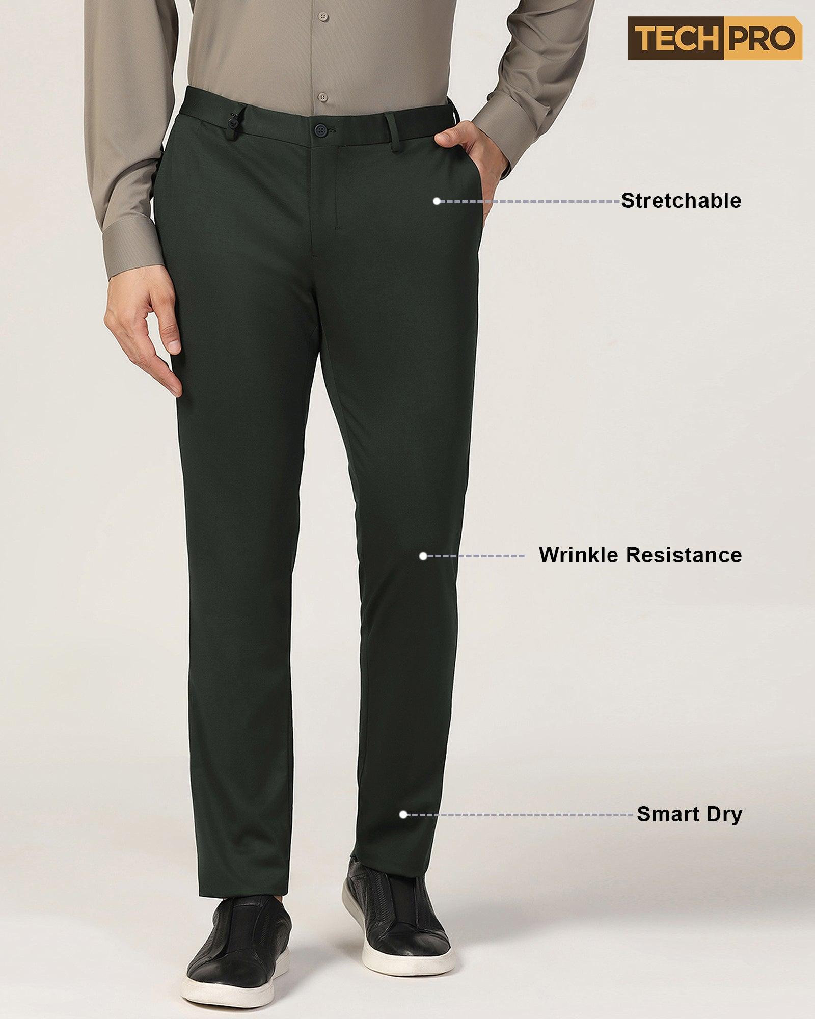 TechPro Slim Fit B-91 Formal Green Solid Trouser - Explorer