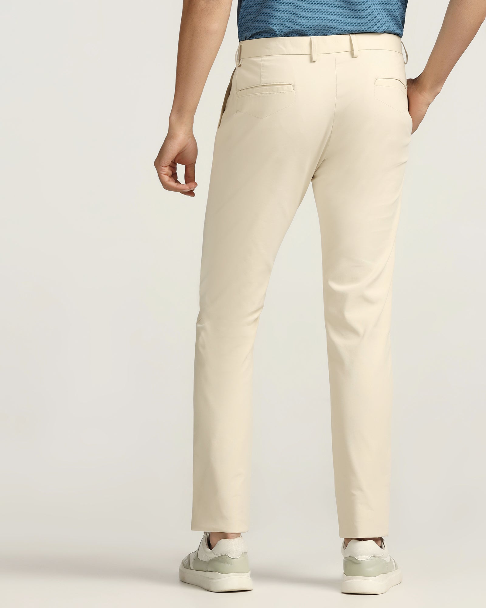 TechPro Slim Fit B-91 Casual Beige Solid Khakis - Sandy