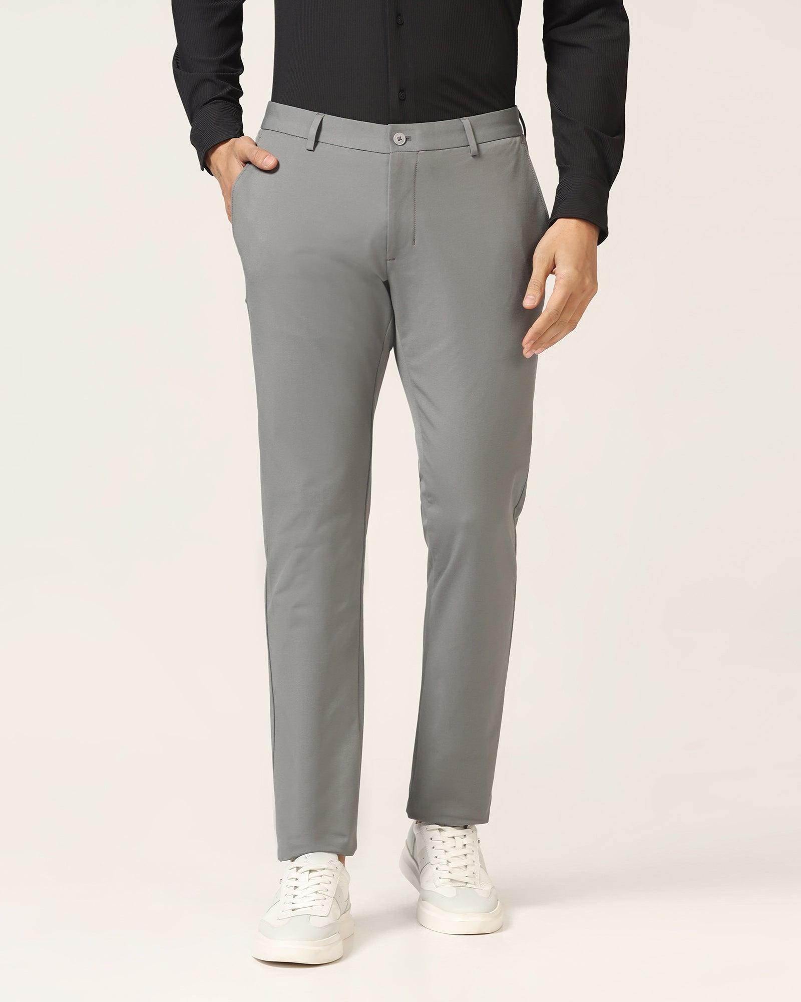 TechPro Slim Fit B-91 Casual Dark Grey Solid Khaki - Borros - Blackberrys