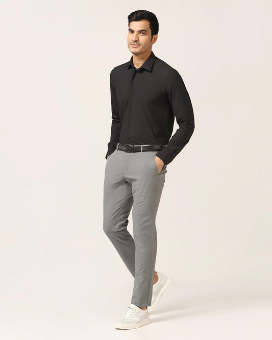 TechPro Slim Fit B-91 Casual Dark Grey Solid Khakis - Borros