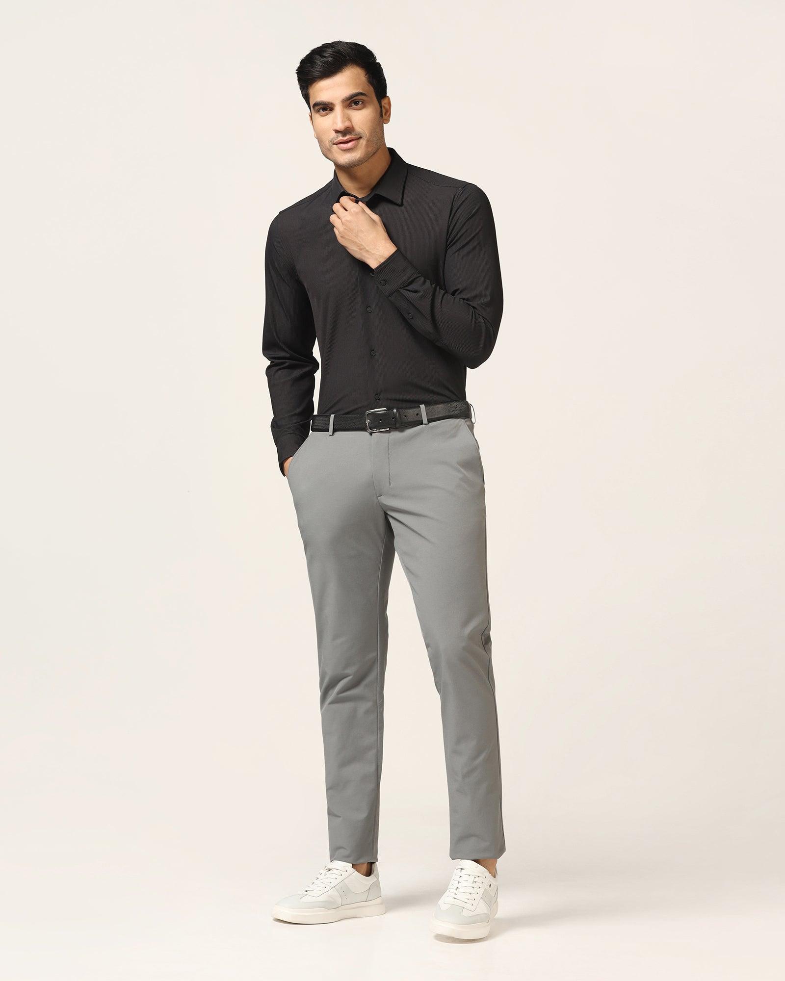 TechPro Slim Fit B-91 Casual Dark Grey Solid Khaki - Borros - Blackberrys