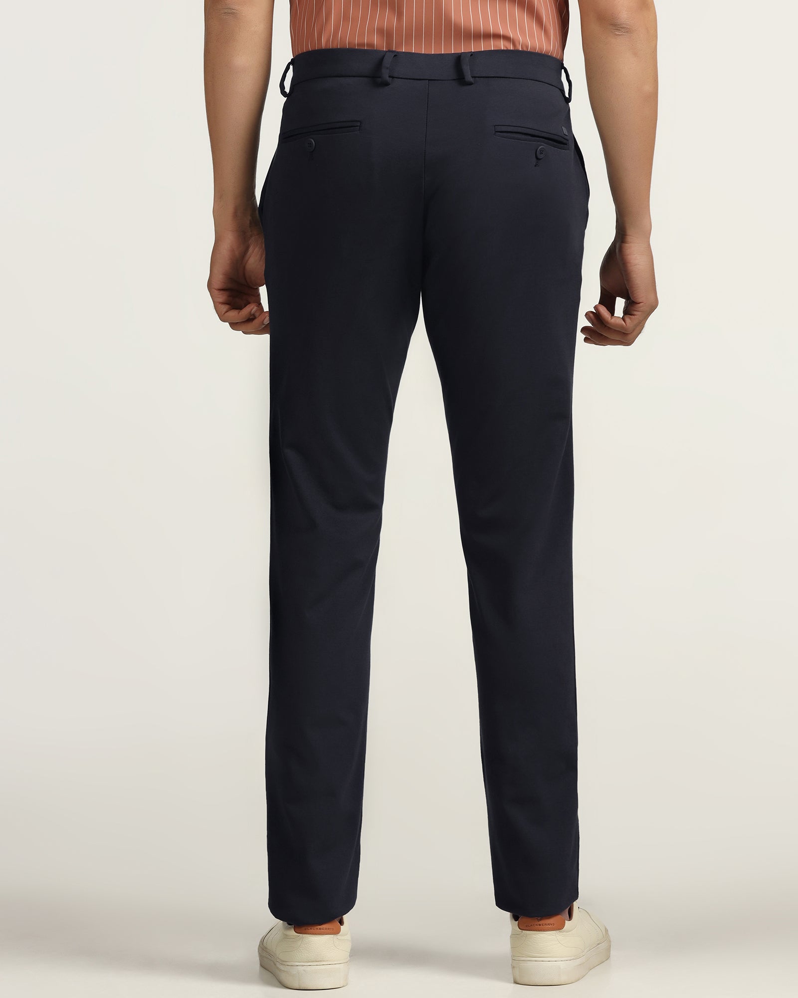 TechPro Slim Fit B-91 Casual Navy Solid Khakis - Ziea