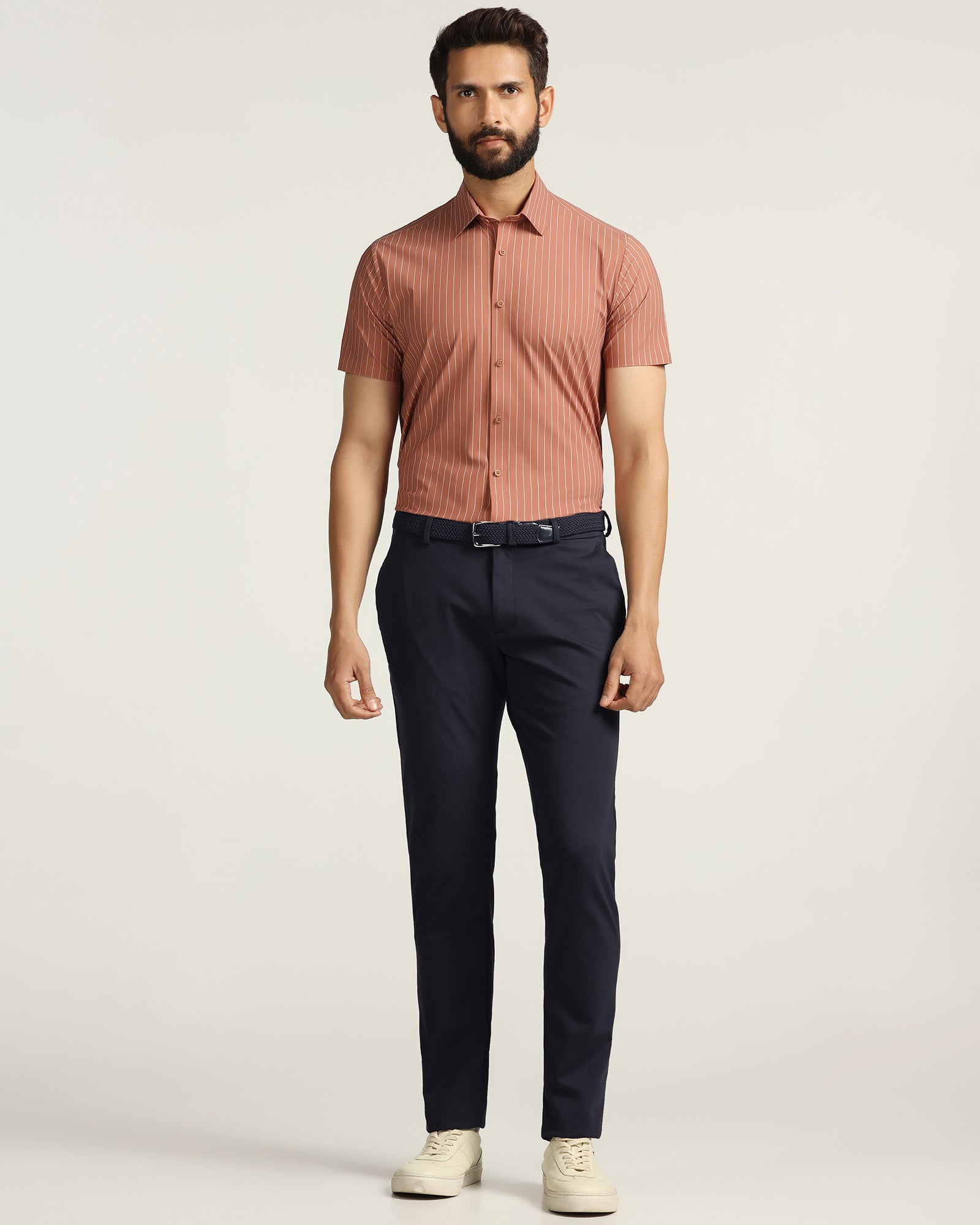 TechPro Slim Fit B-91 Casual Navy Solid Khakis - Ziea