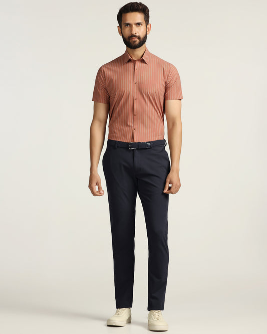 TechPro Slim Fit B-91 Casual Navy Solid Khakis - Ziea