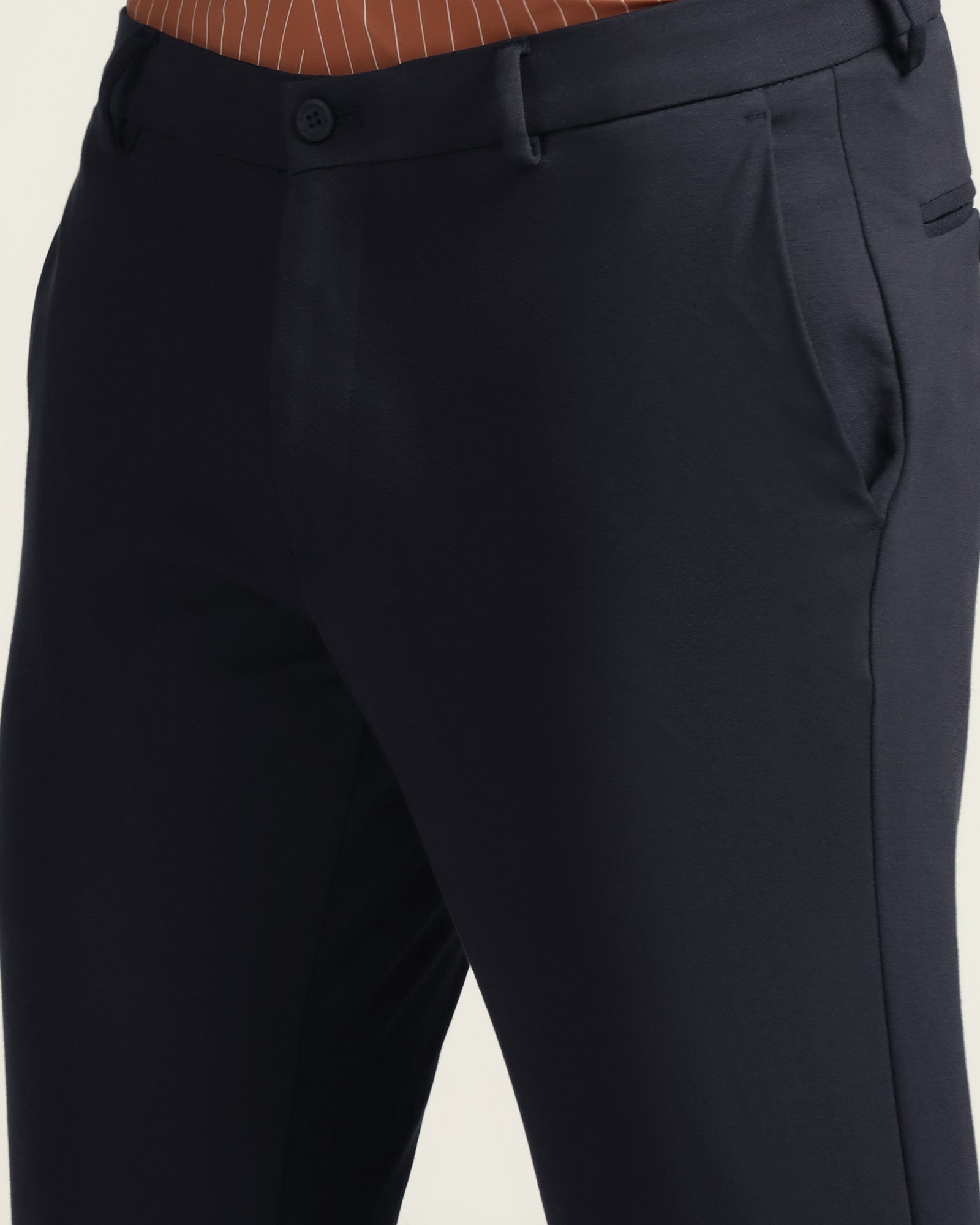 TechPro Slim Fit B-91 Casual Navy Solid Khakis - Ziea