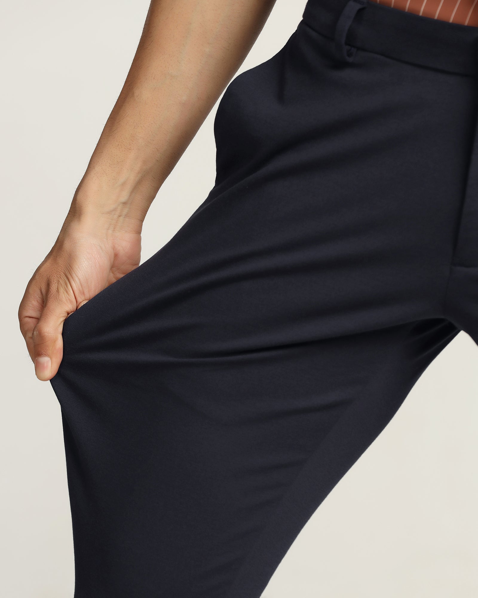 TechPro Slim Fit B-91 Casual Navy Solid Khakis - Ziea