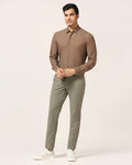 TechPro Slim Fit B-91 Casual Thyme Green Solid Khakis - Borros