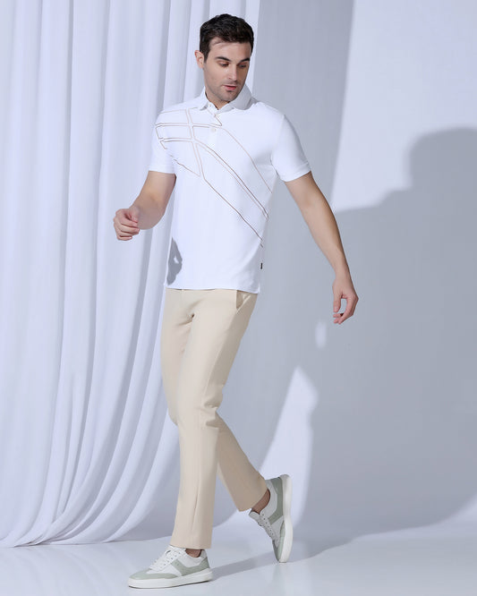 TechPro Slim Fit B-91 Formal Beige Solid Trouser - Ashley