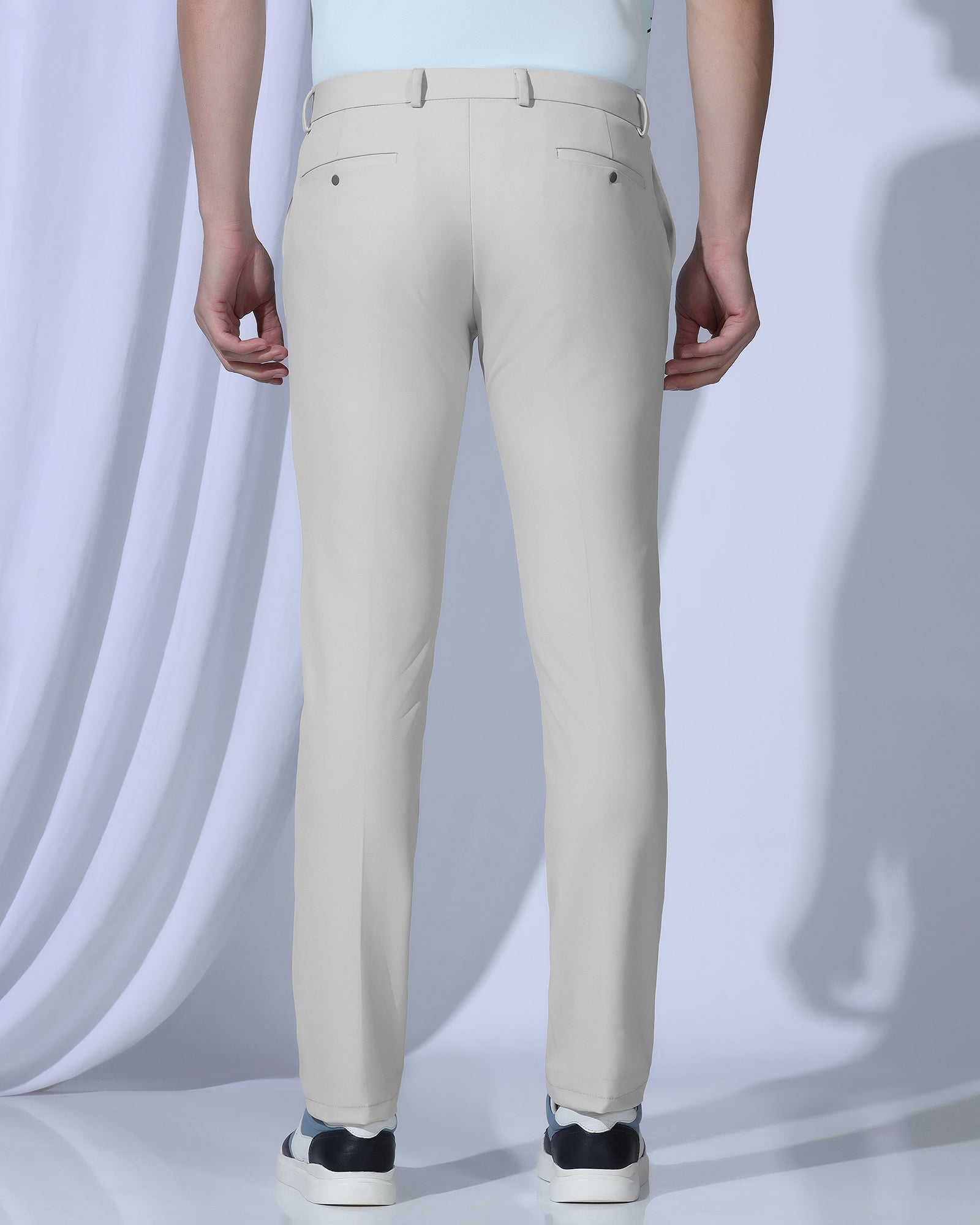 TechPro Slim Fit B-91 Formal Light Grey Solid Trouser - Ashley