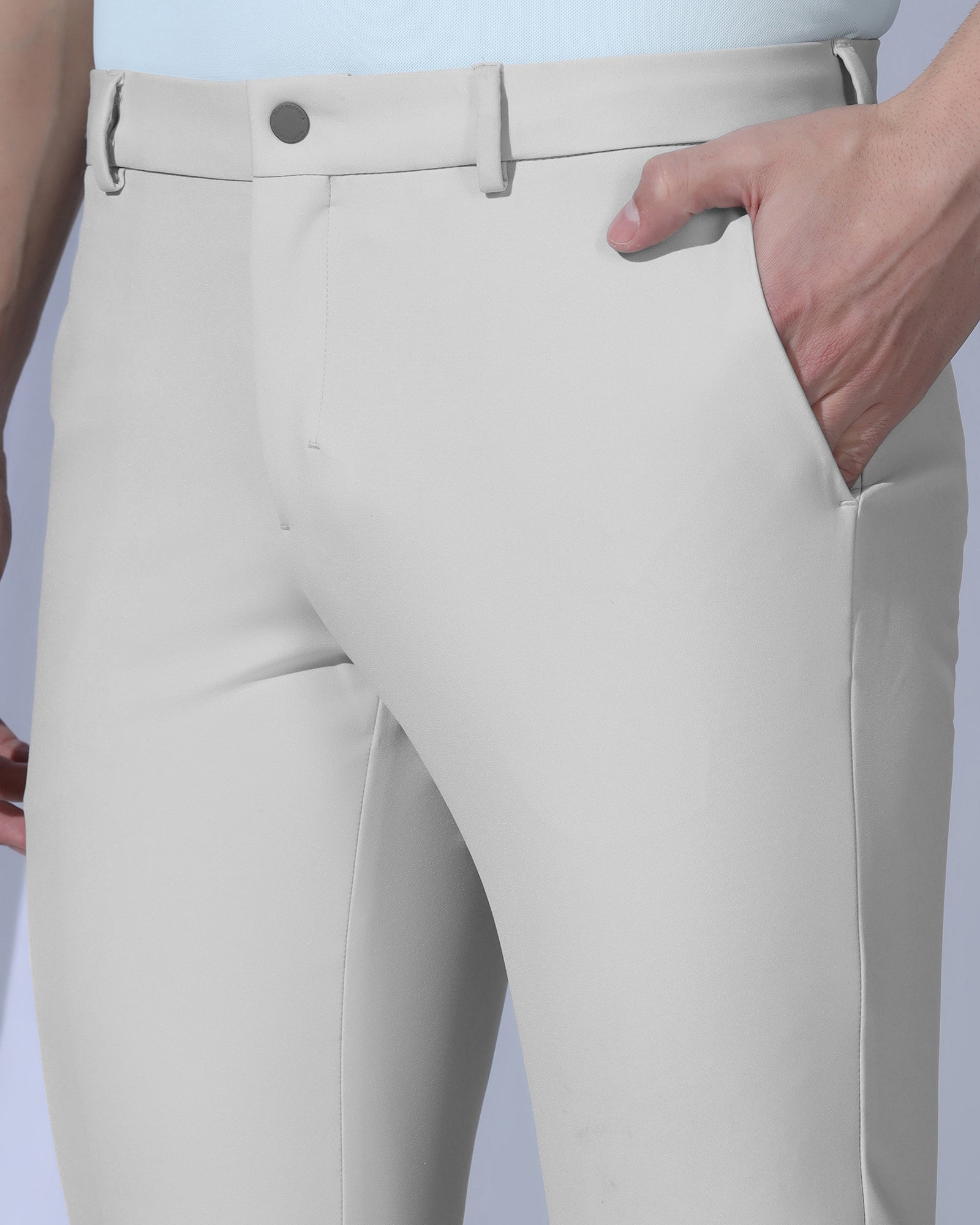 TechPro Slim Fit B-91 Formal Light Grey Solid Trouser - Ashley