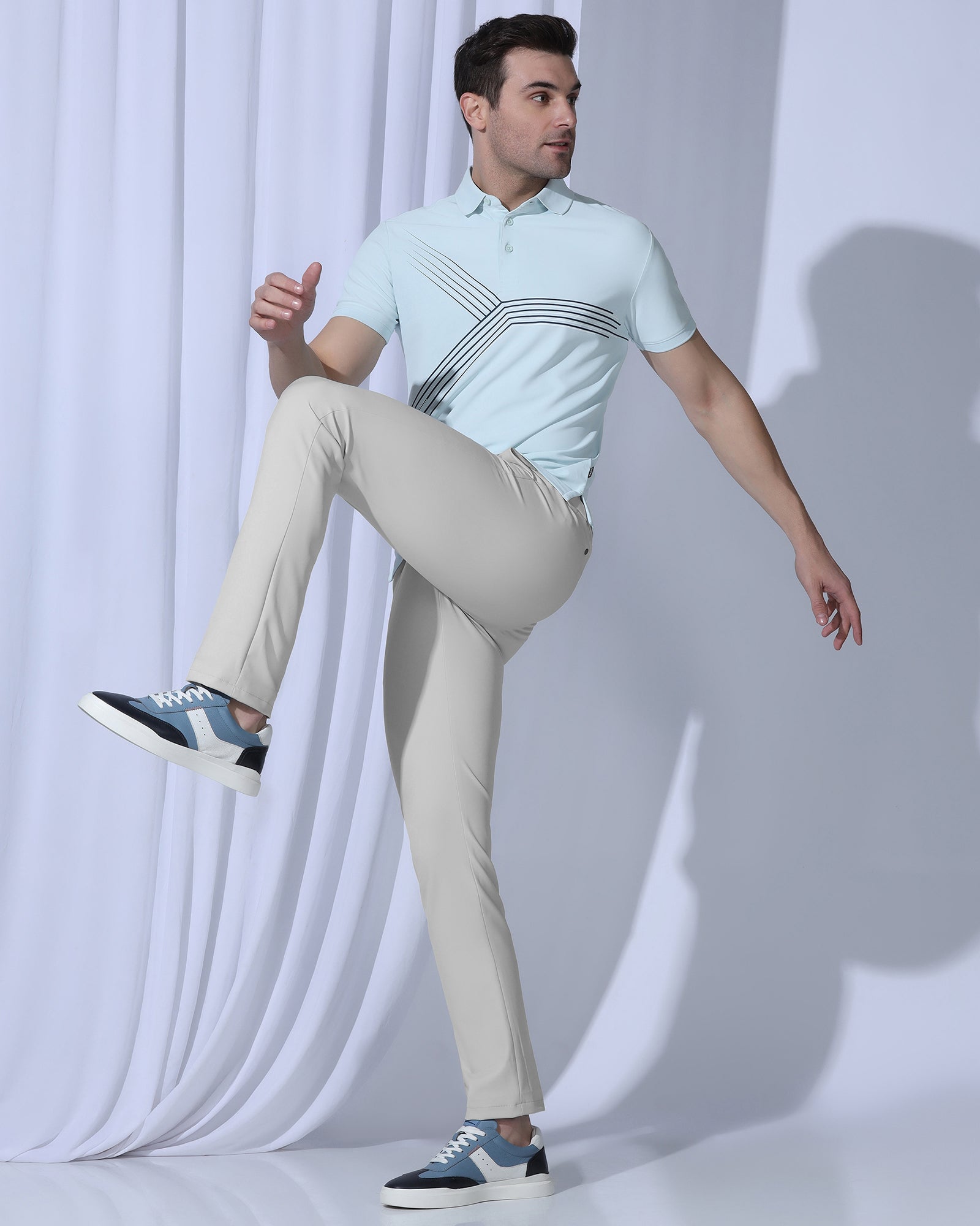 TechPro Slim Fit B-91 Formal Light Grey Solid Trouser - Ashley