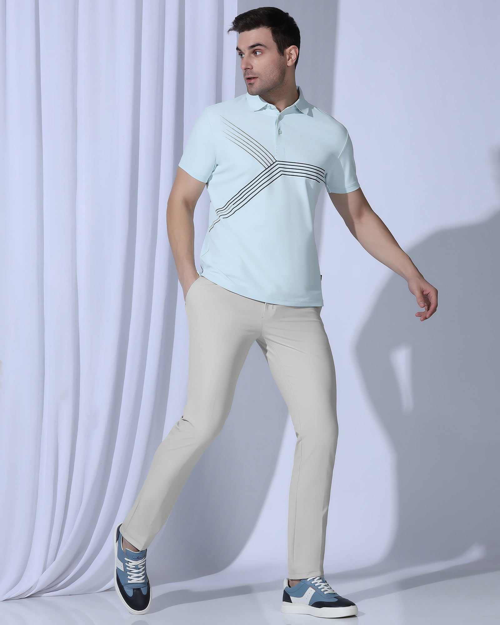 TechPro Slim Fit B-91 Formal Light Grey Solid Trouser - Ashley