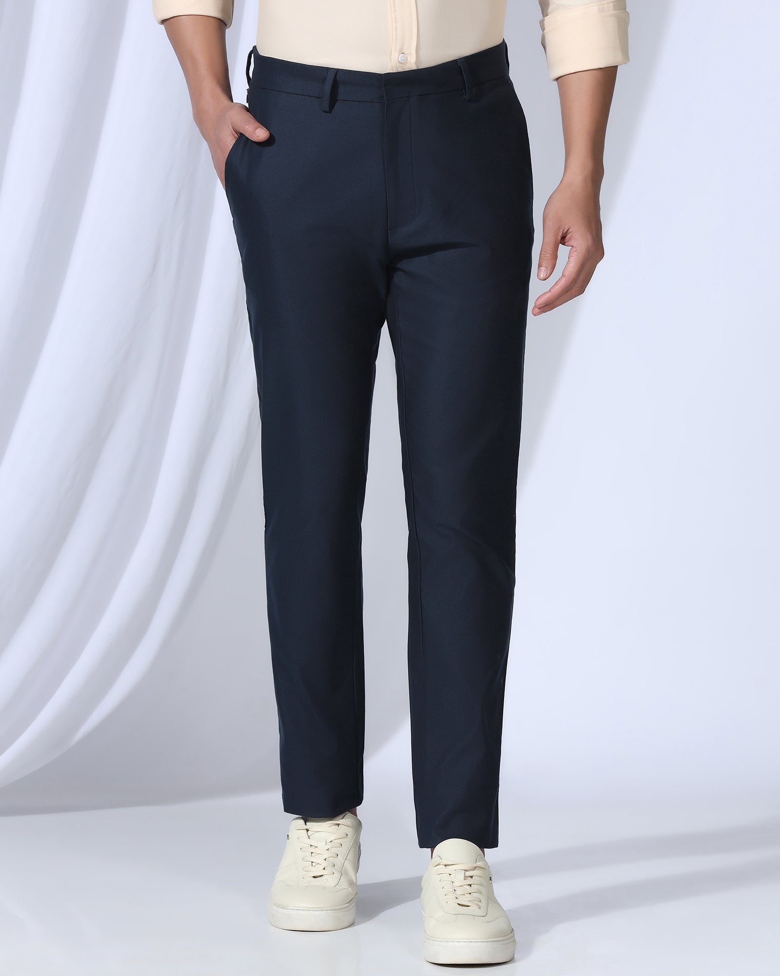 Temp Tech Sneaker Fit Casual Navy Textured Khakis - Blake