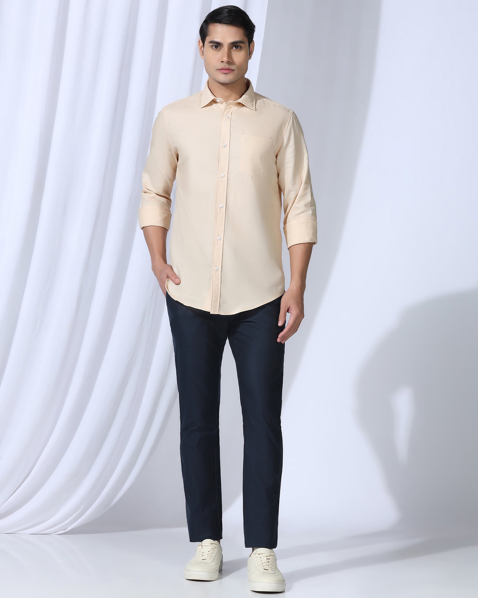 Temp Tech Sneaker Fit Casual Navy Textured Khakis - Blake