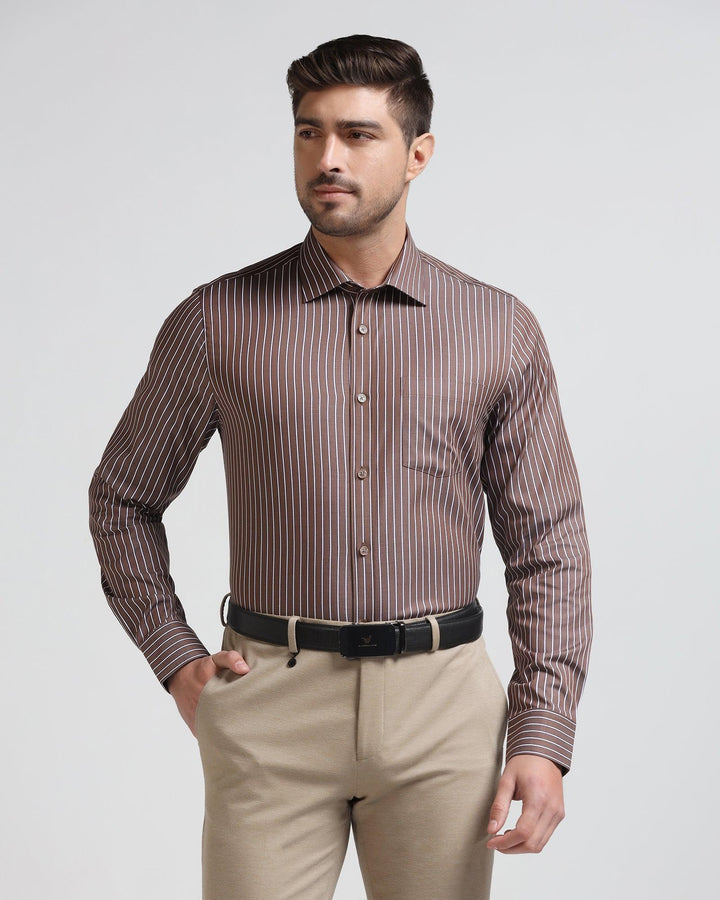 Temp Tech Formal Beige Stripe Shirt - Carmen