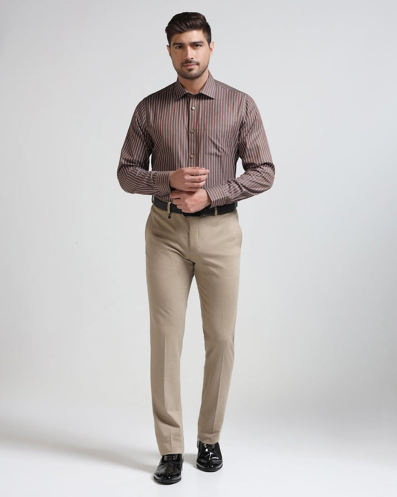 Temp Tech Formal Beige Stripe Shirt - Carmen