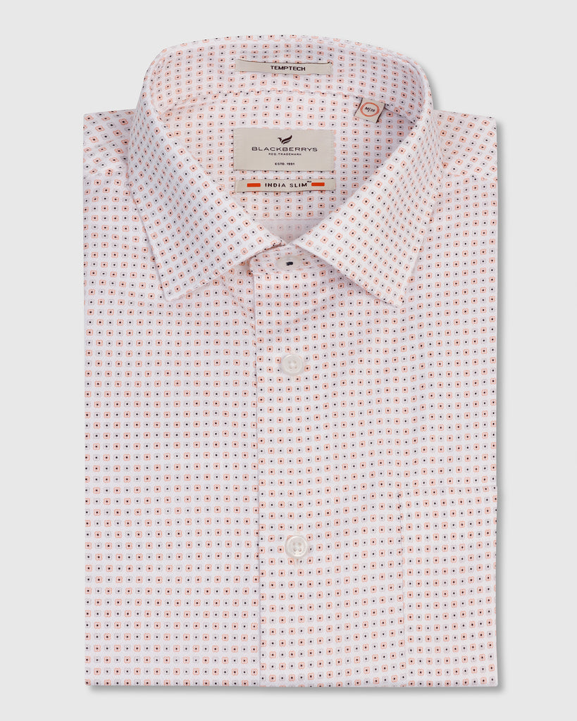 Temp Tech Formal White Printed Shirt - Vital