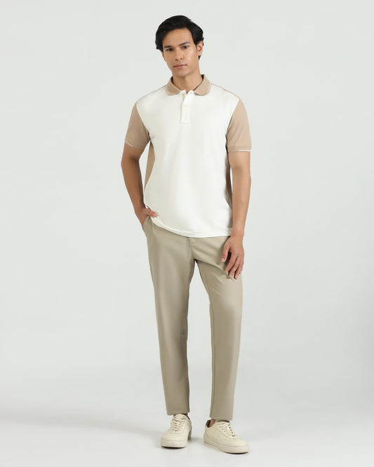 Temp Tech Sneaker Fit Casual Beige Textured Khakis - Blake