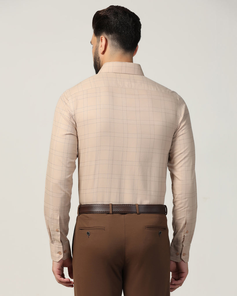 Temp Tech Formal Beige Check Shirt - Marwin