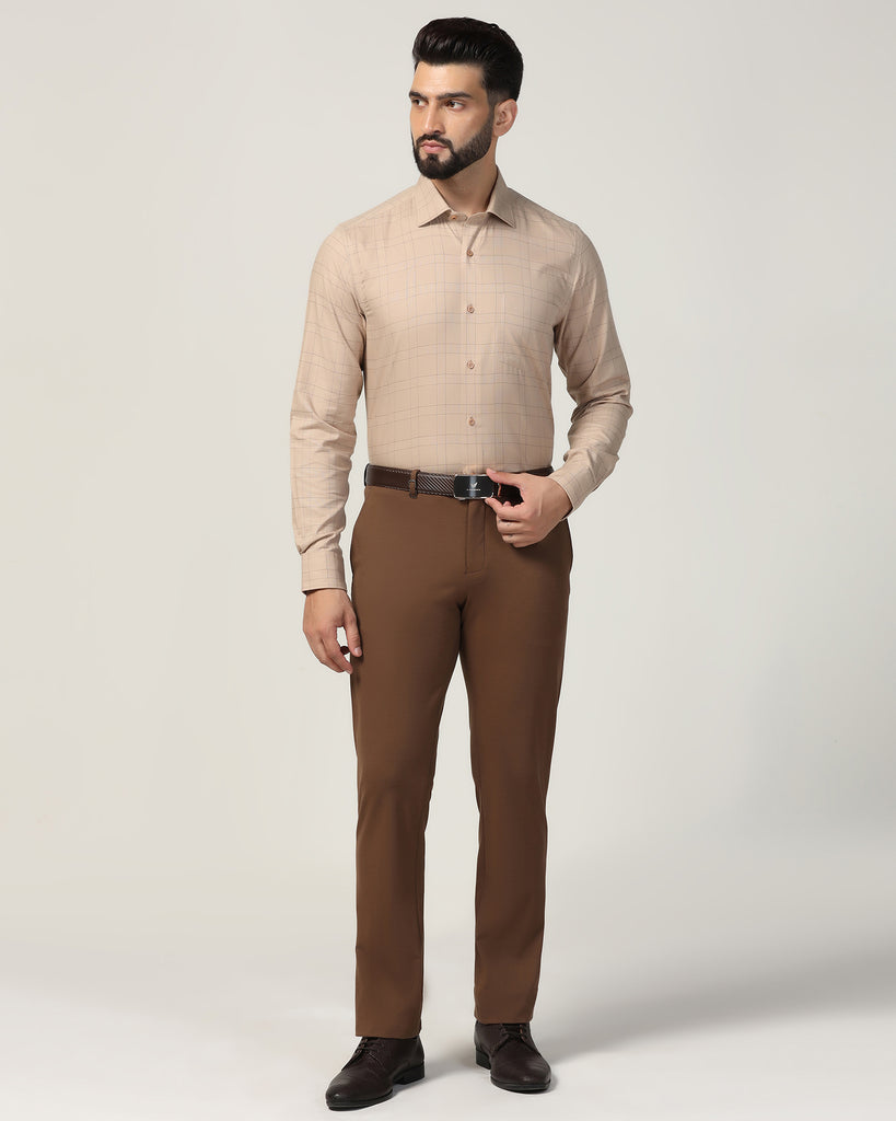 Temp Tech Formal Beige Check Shirt - Marwin