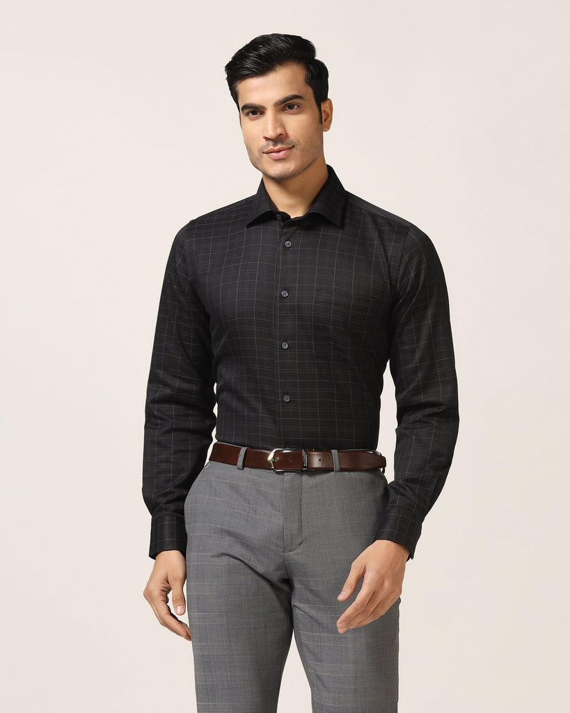 Temp Tech Formal Black Check Shirt - Caldon