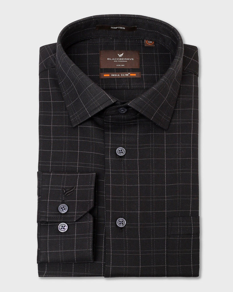 Temp Tech Formal Black Check Shirt - Caldon