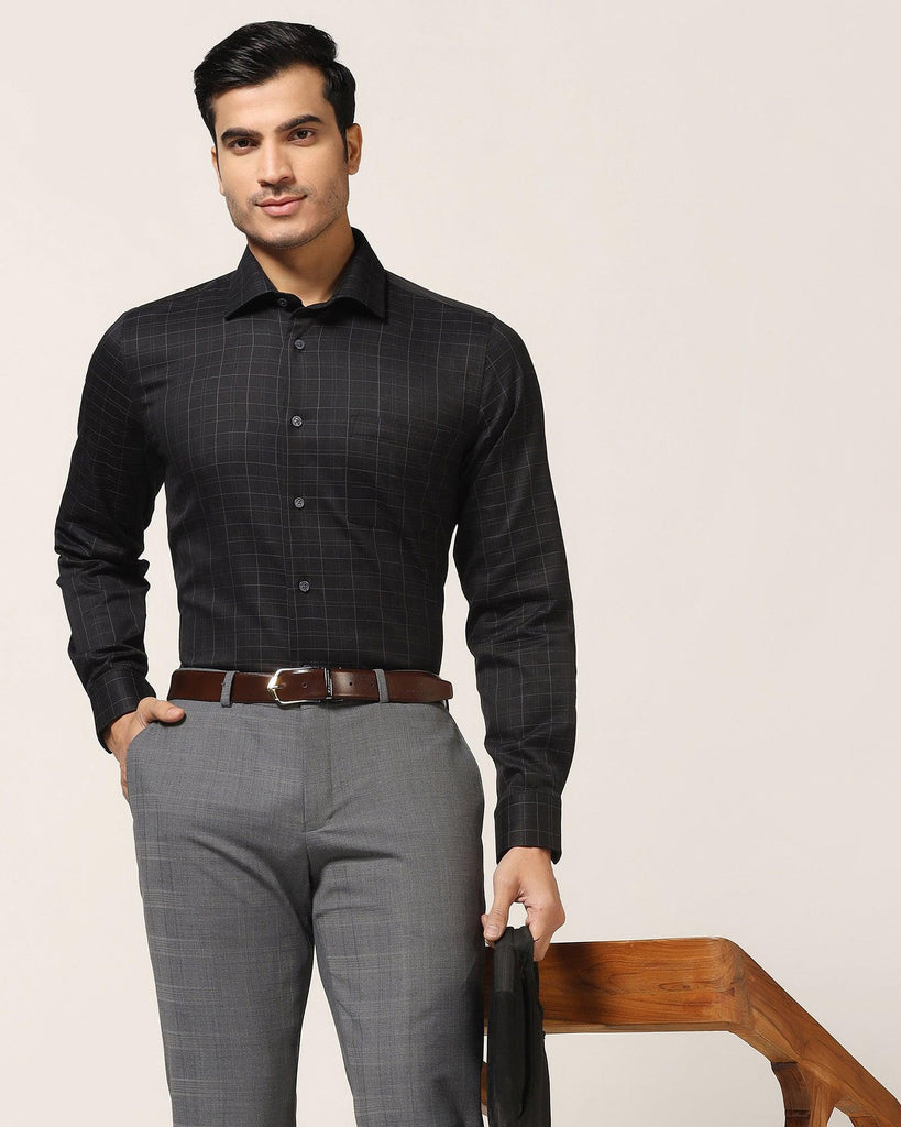 Temp Tech Formal Black Check Shirt - Caldon