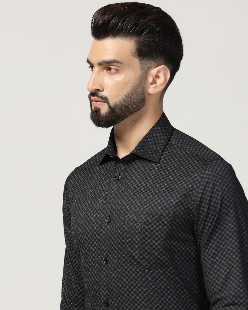 Temp Tech Formal Black Printed Shirt - Mateo