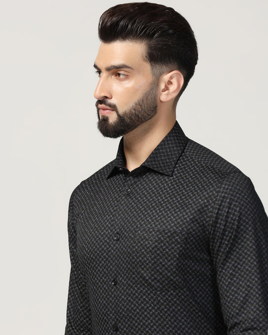 Temptech Formal Black Printed Shirt - Mateo