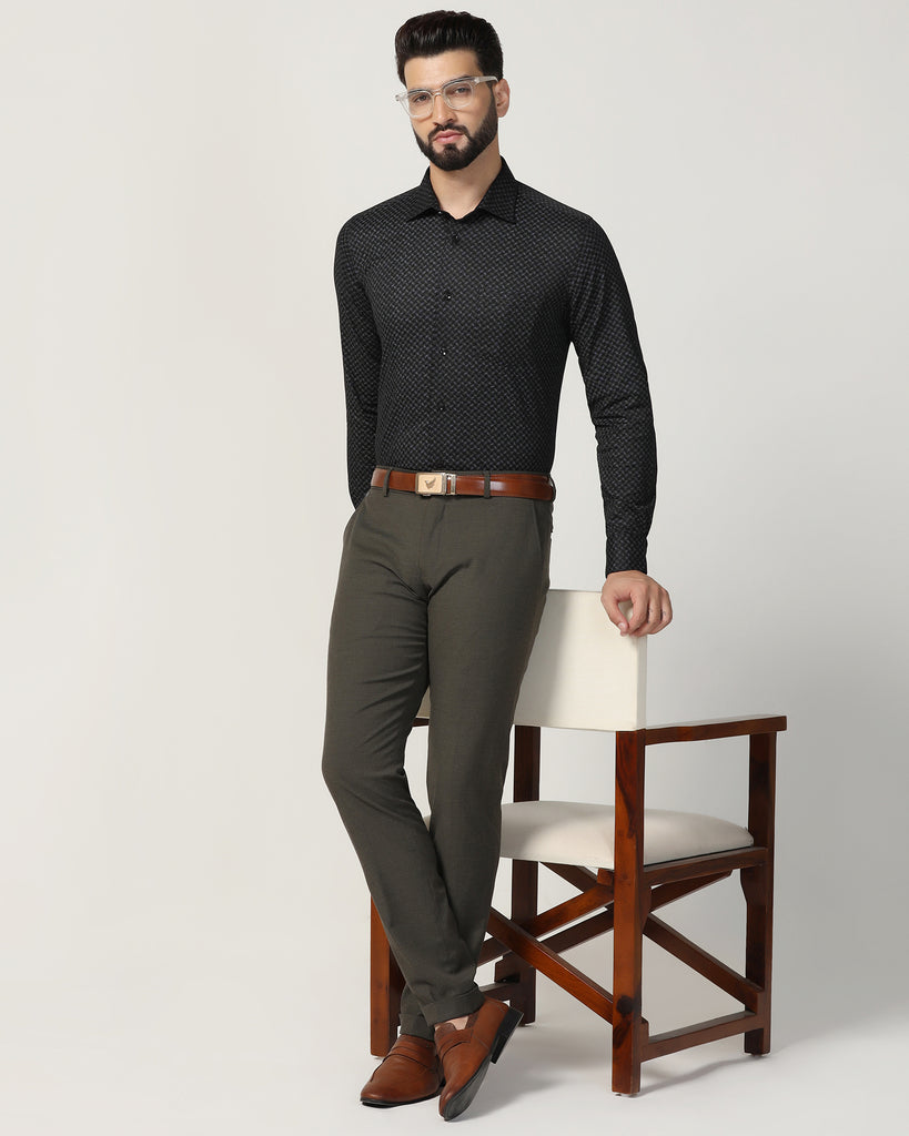 Temp Tech Formal Black Printed Shirt - Mateo