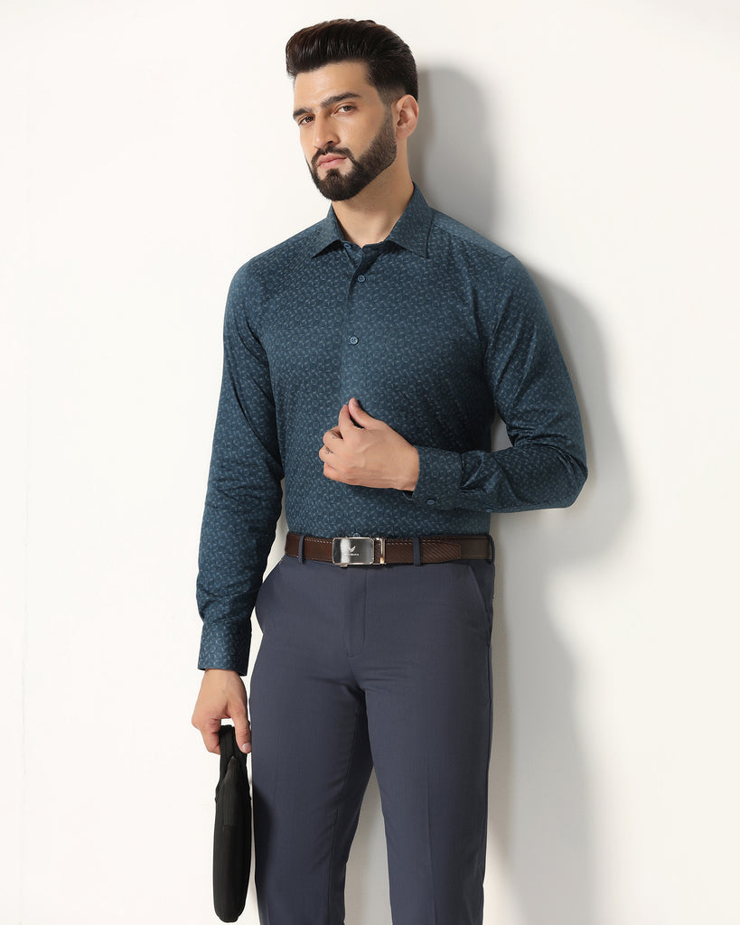 Temp Tech Formal Blue Printed Shirt - Mateo