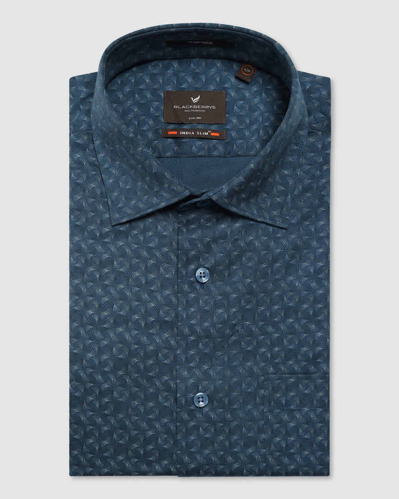 Temp Tech Formal Blue Printed Shirt - Mateo