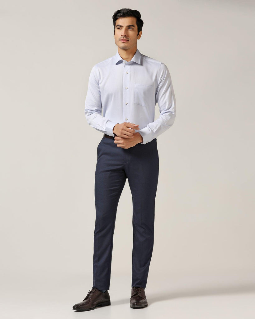 Temp Tech Formal Blue Textured Shirt - Shalom