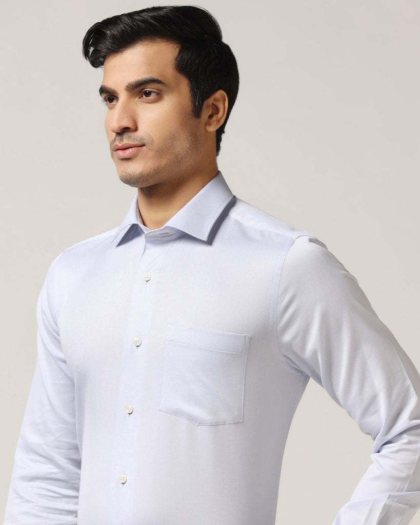 Temp Tech Formal Blue Textured Shirt - Shalom