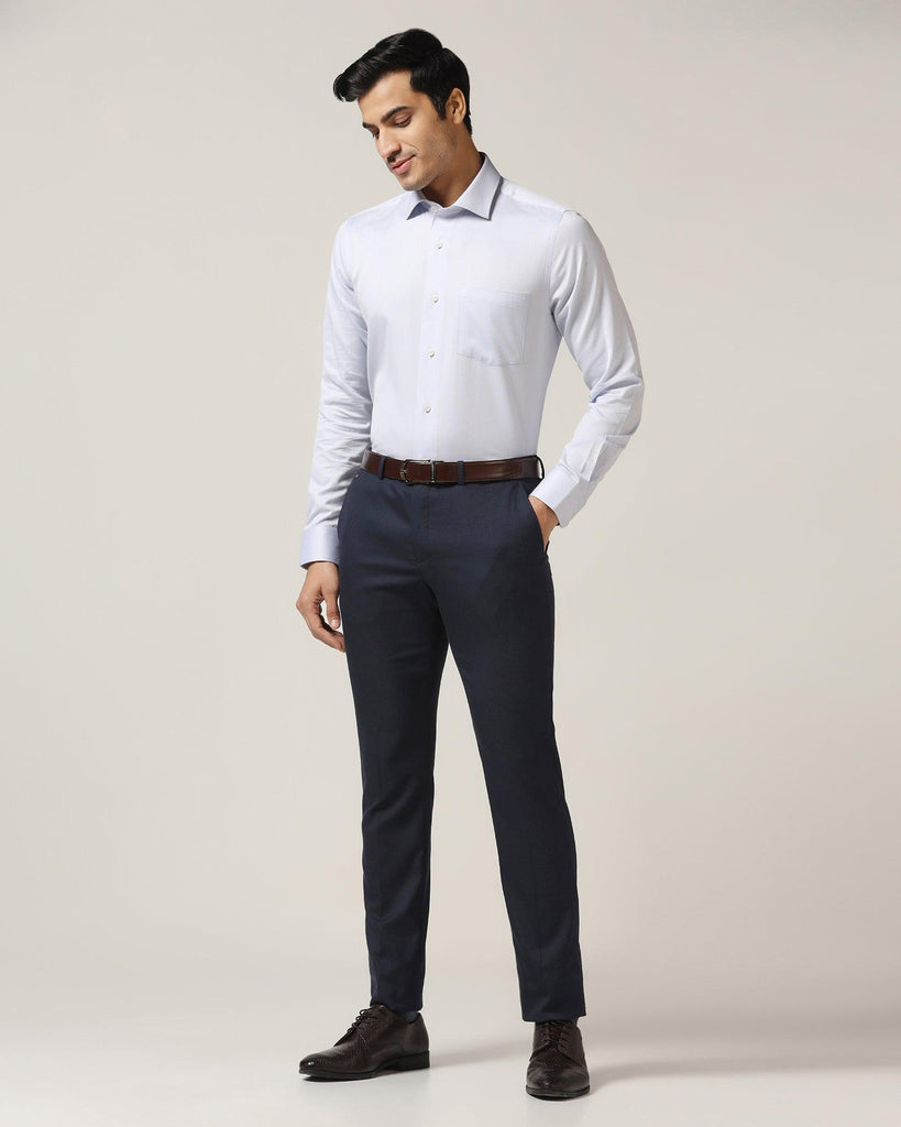 Temp Tech Formal Blue Textured Shirt - Shalom