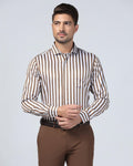 Temp Tech Formal Brown Stripe Shirt - Geneva