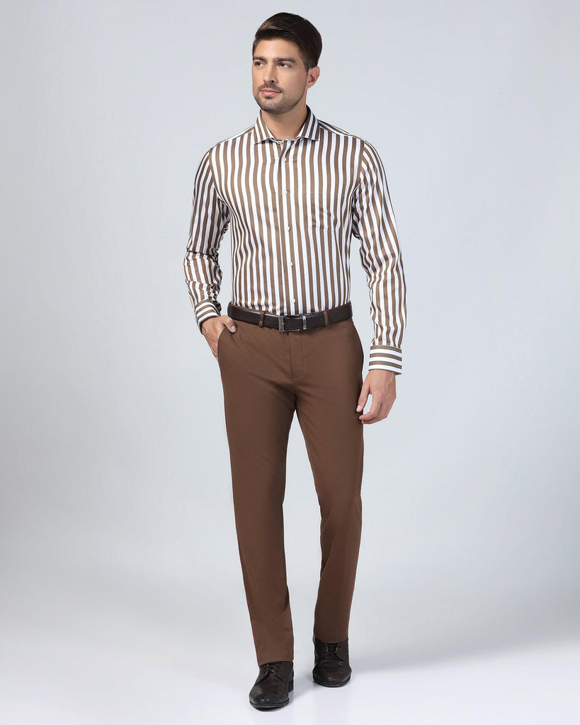 Temp Tech Formal Brown Stripe Shirt - Geneva