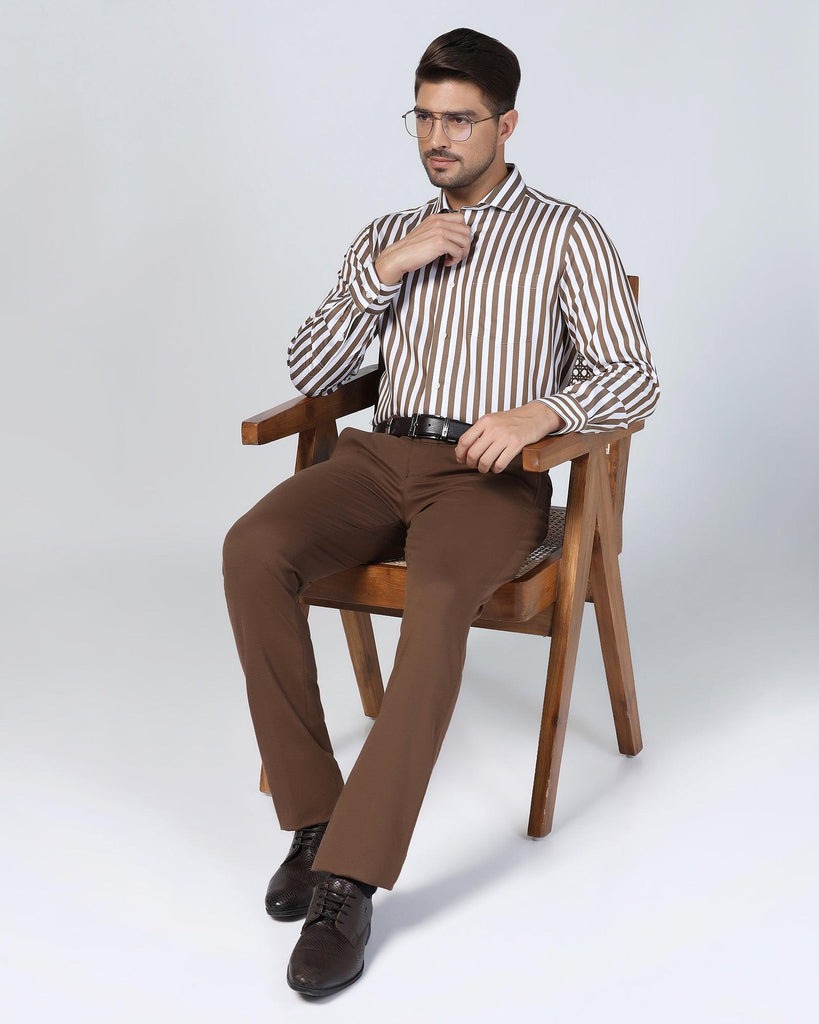 Temp Tech Formal Brown Stripe Shirt - Geneva