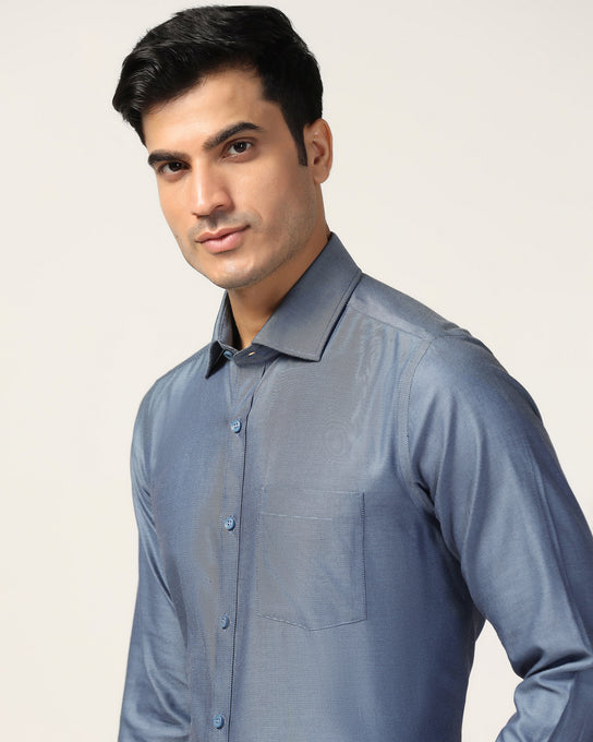 Temptech Formal Mid Blue Solid Shirt - Antony