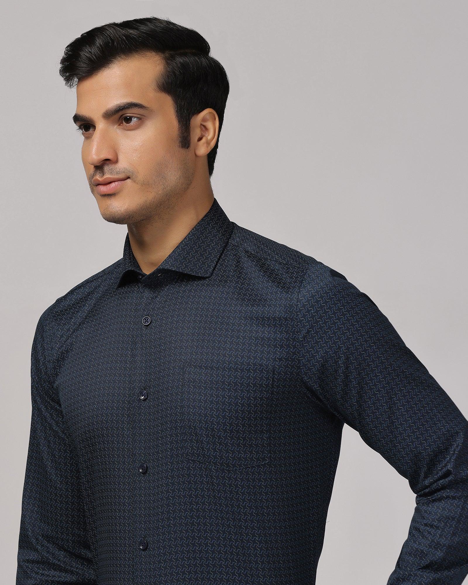 Temptech Formal Navy Printed Shirt - Rafael - Blackberrys