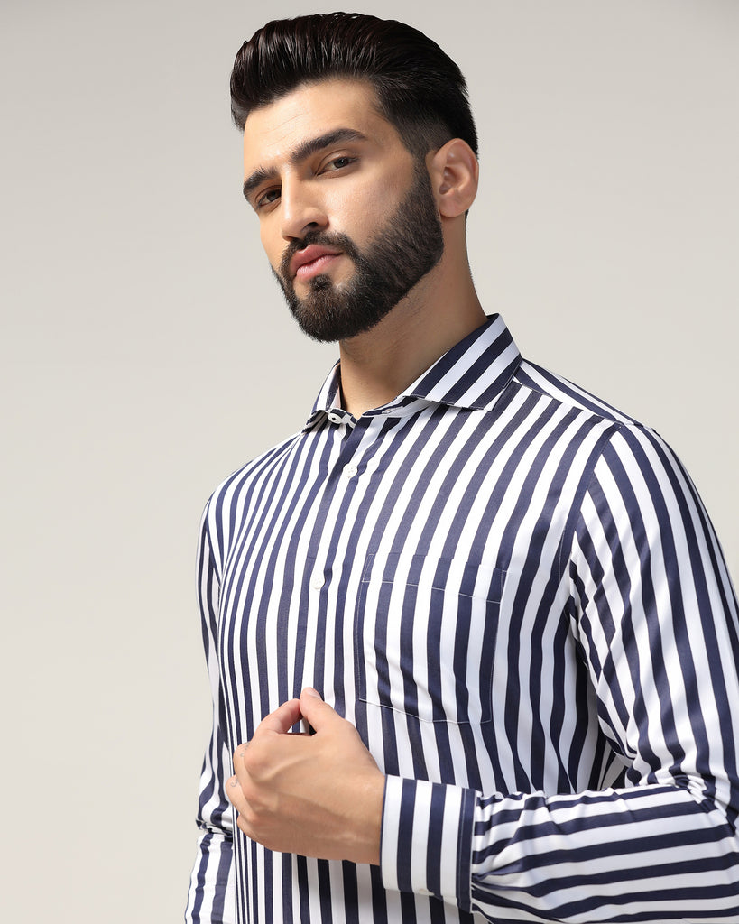 Temp Tech Formal Navy Stripe Shirt - Geneva