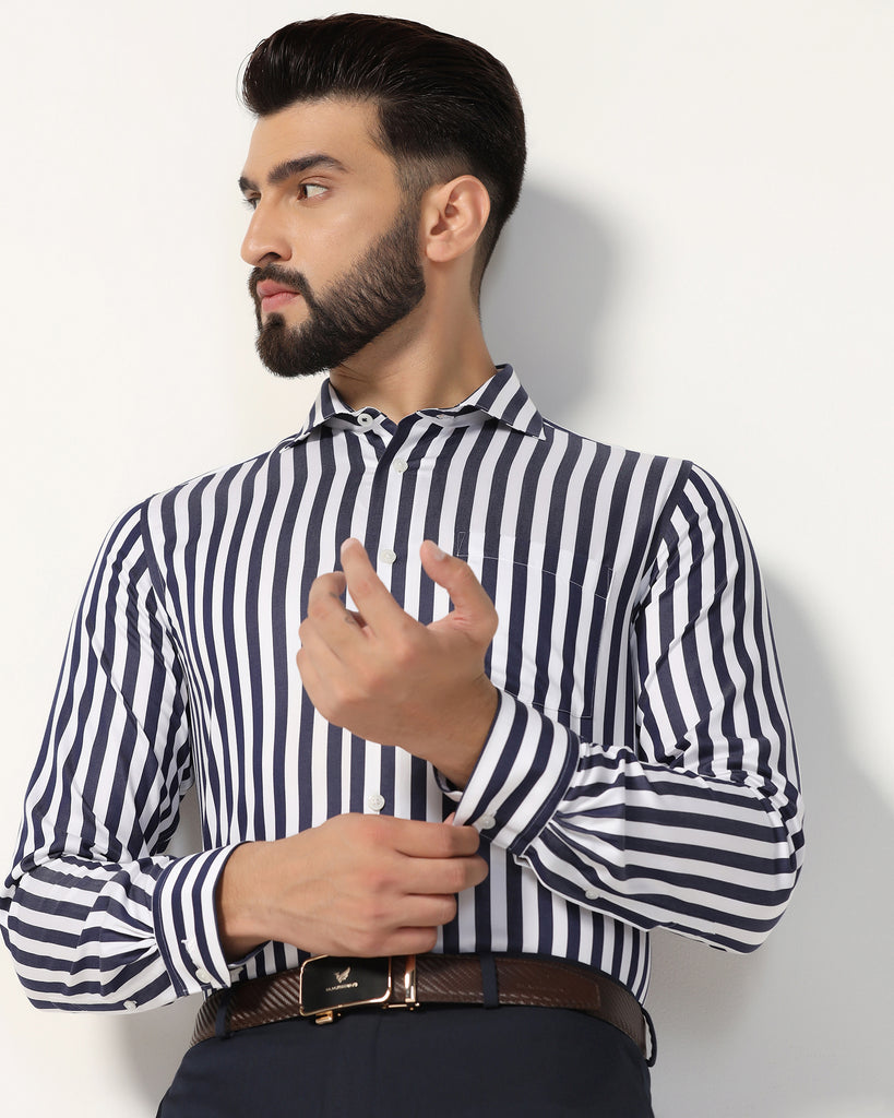 Temp Tech Formal Navy Stripe Shirt - Geneva