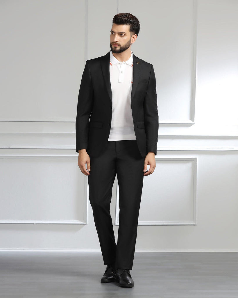 Luxe Three Piece Charcoal Textured Formal Suit - Cocktail