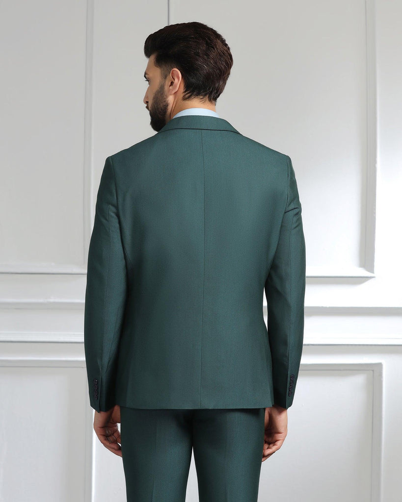 Three Piece Teal Textured Formal Suit - Monto