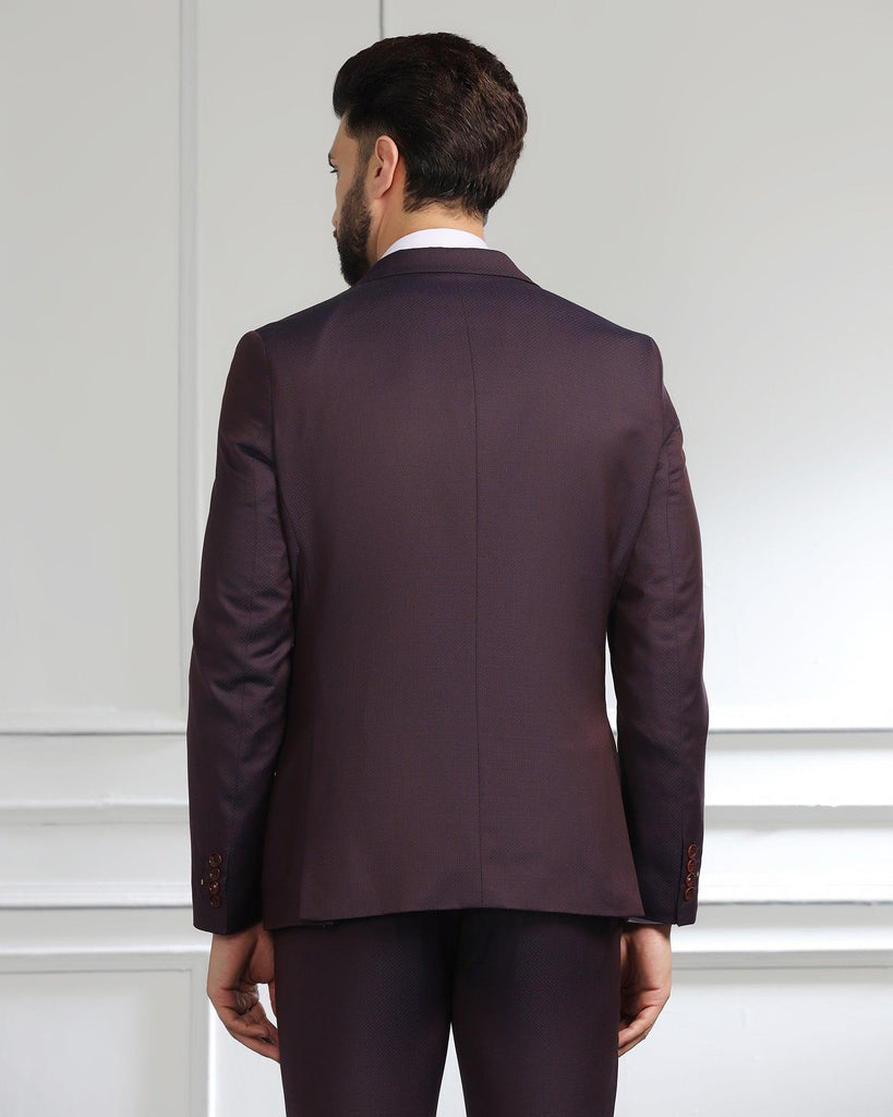 Luxe Three Piece Wine Textured Formal Suit - Cocktail